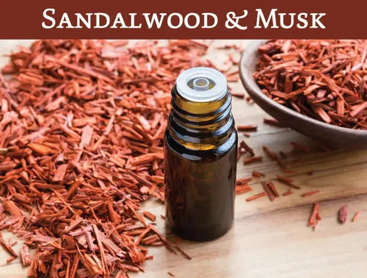Sandalwood and Musk Fragrance aromatherapy Oil has notes of white woods of sandal and cedar and white musk. Accompanied with notes of orange, gardenia, lily and cyclamen.